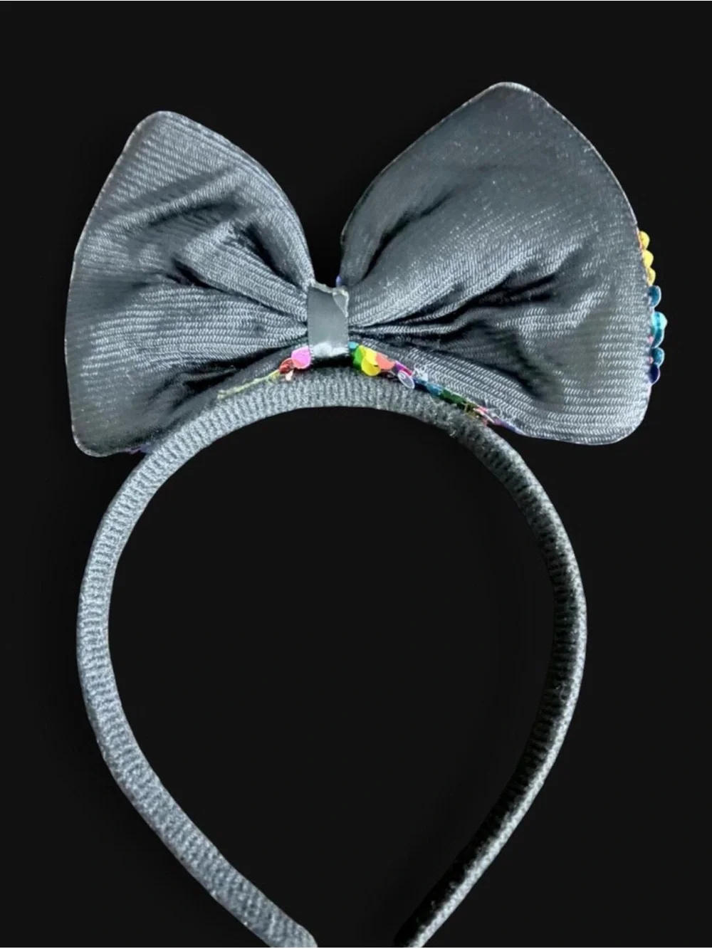 Kids Rainbow Sequin Bow Headband - Sparkling Multicolor